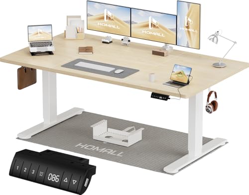 Homall 160x80 CM Escritorio Elevable Regulable en Altura，Escritorio de Pie con Tablero de Cuatro Partes, Mesa Ordenador con Función de Memoria