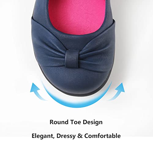 Samilor Mary Jane Shoes for Girls Comfortable Flats School Shoes for Girls Dressy Knot School Uniform Mary Jane Girls Flats Cute Girls Dress Shoes Navy Little Kid 24