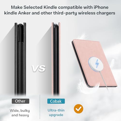 Image of CoBak Stand Case for 7 inch Kindle Paperwhite 12th Gen 2024 and Kindle Colorsoft with Hand Strap - Compatible with iPhone MagSafe, for Samsung /Belkin /Anker Wireless Charging Pads, Durable, Auto Sleep Wake