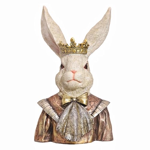 GENUINQ Elegant Rabbit Bust Sculpture Resin Noble Bunny Figurine with