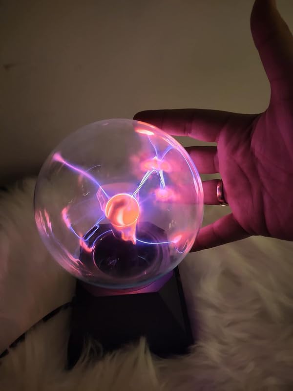 Image of Plasma Ball 6-Inch Lamp with Indian Plug - Touch Activated Lightning Energy Globe | Electric LED Sphere for Kids, Room Decor, Party & Science Gift (Pack of 3)
