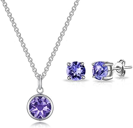Philip Jones February (Amethyst) Birthstone Necklace & Earrings Set Created with Zircondia® Crystals