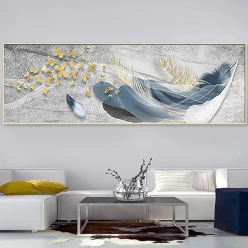 Peinture abstraite de plumes créez une ambiance zen et chaleureuse dans votre salon