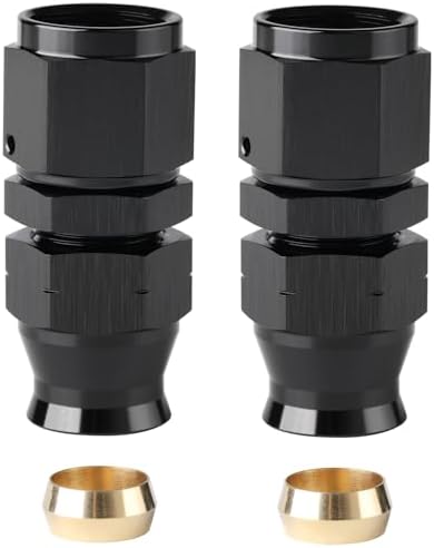8AN Female Flare to 3/8" Hardline Compression Fitting Adapter Straight Aluminum Black 2PCS — 사진 4