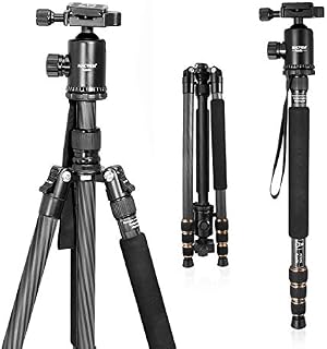 MACTREM Tripod Monopod Carbon Fiber DSLR Camera Tripod 1/4" Quick Release Plates 360