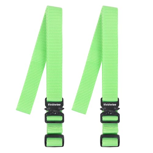 Vividwise - Vividwise Utility Straps with Metal Quick Release Buckle, Adjustable Nylon Belt Backpack Accessories Sleeping Bag Strap for Hiking, Travel, Outdoor Sports (Green-Metal Buckle, 1" W-48 L)