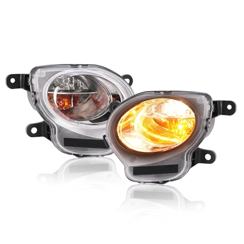 HECASA Pair Turn Signal Light Compatible with 2012-2019 Fiat 500(Not Fit for Abarth) Turn Signal Lamp W/Bulb Replacement for FI2532100 FI2533100 Clear Lens+Chrome Housing Passenger & Driver Side by HECASA - Image 2