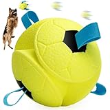 HGB Dog Ball Toys, Interactive Dog Soccer Ball with Straps for Indoor Outdoor Fetch, Tug of War, Water Pet Toys for Large Medium Dogs, 6 Inch