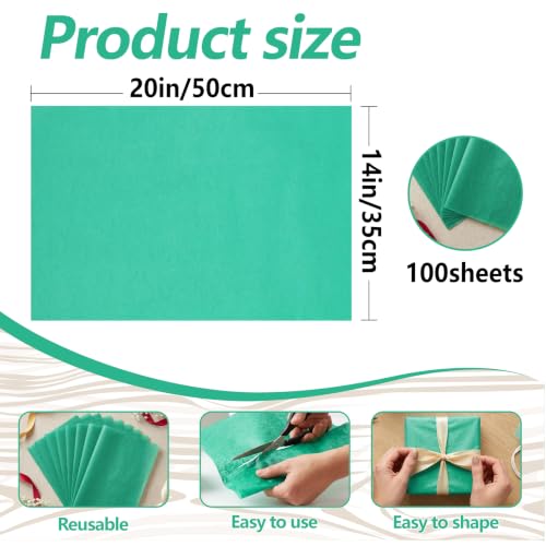 Image of Bobobag 100 Sheets Mint Green Tissue Paper, 20 inch x 14 inch, for Gift Bags, Gift Box Stuffing, Floral Bouquet Wrapping, Fragile Item Cushioning and Basket Lining