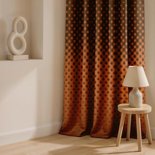 Image of Ultimate Trends Room Darkening Digital Printed Modern Curtain 65-70% Opacity,Diamond Eyelets, Tie Back, Modern Prints, 5 FEET Pack of 2,Brownz
