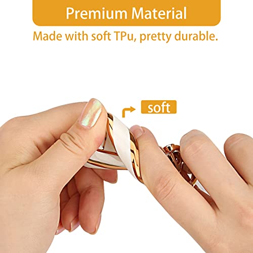 Ft-Bh For Toyota Key Fob Cover, Soft Tpu, Gold Keychains, For Tacoma Highlander Corolla Sequoia Camry Tundra Avalon Rav4 4Runner Smart Remote Key Holder (White) #TOP5