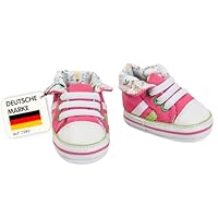 Heless 446 - Puppen Sneaker in Pink, Grün und Weiß, mit Blumen-Innenfutter, für Puppen der Größe 38-45 cm, Sohlen-Maß: 7 x 4 cm