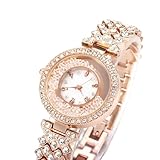 Fitlin Orologio da donna elegante con cinturino in acciaio con strass, orologio da donna elegante for occasioni di vacanza e svago(Rose gold)