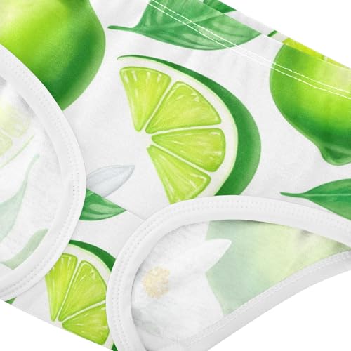 Green Lemon Limes Floral White Girl Panties Cute Girls Underwear Toddlers Cotton Florals Kids Briefs Undies 2t4