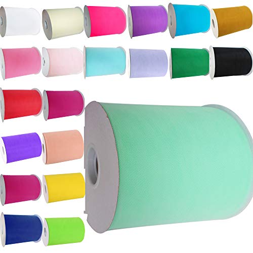 Time to Sparkle 6 Inchs x 100yards/300FT Tulle Roll Spool Tutu Party Birthday Wraping Crafts Bridal Bow Skirt Wedding Decor, Mint Green