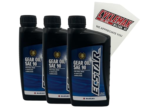 Cyclemax Three Pack compatible with Suzuki Ecstar Gear Oil SAE 90 990A0-01E81-01Q-3PACK Contains Three Ecstar Gear Oil SAE 90 and a Funnel