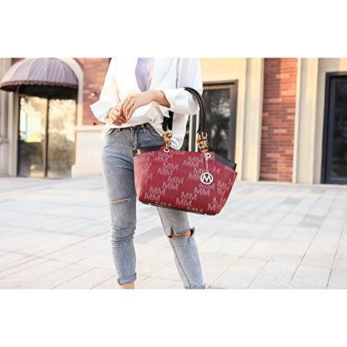 Mkf Collection Tote Bag For Women – Pu Leather-Top-Handle Satchel Shoulder Handbag Brown #TOP1
