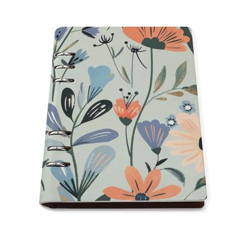 Carnet de notes A5 en cuir rechargeable oiseaux oranges écriture et dessin