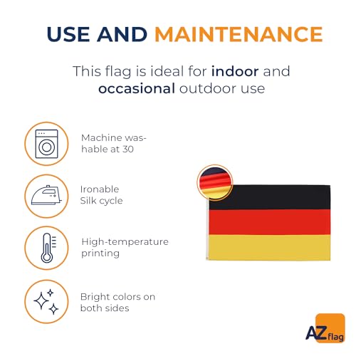 Image of AZ FLAG - Germany Flag - Large 5x8 Ft - 100D Polyester German Big Banner with Two Metal Grommets - Fade Resistant - Vivid Colors - 5' x 8' Feet - 250x150 Cm