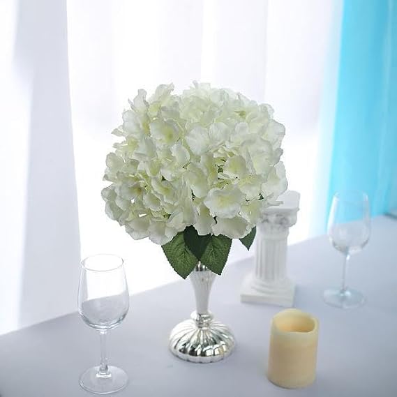 Artificial Flower Hydrangea Harness White 5 Heads Big Size 43cm