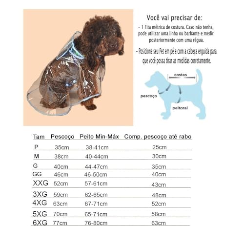 Capa de Chuva Impermeável Proteção para Pet Médio Grade Porte Cachorro Gato A prova D'água Passeio