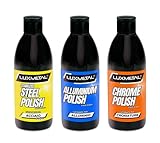 Lux Metal – Kit 3 Metal Polish zum Polieren 250g A-B-C hart fein S. fein – Polier-Schleifpaste für Metalle Edelstahl Aluminium Messing Bronze Kupfer beseitigt Kratzer Oxidation Chrom Autokarosserien