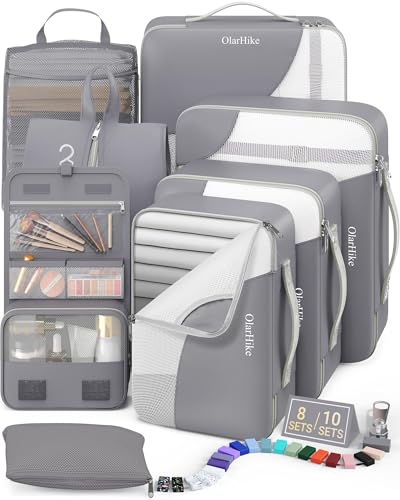 Image of OlarHike 8 Set Packing Cubes for Travel,Gifts for Women Mom,Anti-Tearing Suitcase Organizer,with Over 1000 pcs Mesh Holes,Vacation Essentials & Accessories for Cruise Ship