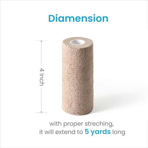 Image of WePet Pet Wrap, Self-Adhesive, Only Sticks to Itself, Non-Woven Tape for Dog Legs, Paws, Wounds, First Aid Cohesive Gauze for Horse, Cat, Bird, Animal, 6 Rolls, 4 Inch, Solid Color A