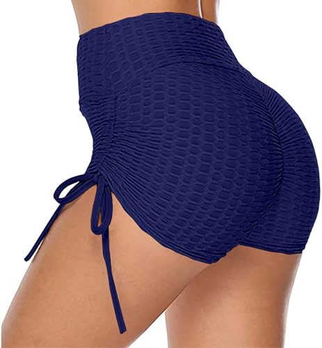 Image of Shasmi Women's Workout Yoga Shorts, High Waisted Drawstring Scrunch Booty Shorts Ruched Butt Lift Athletic Running Tights (Shorty 76)
