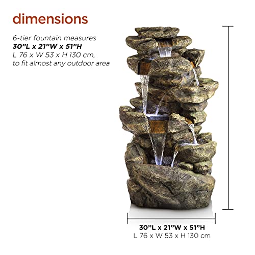 image for Alpine Corporation TZL198 Outdoor Floor 6-Tiered Rock Waterfall Founta