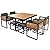 Merax 9 Pieces Outdoor Dining Set for 8 People, Acacia Wood Patio Furniture Sets with 1 Square Table, 4 Cushioned Chairs and 4 Ottomans for Backyard, Garden, Lawn, Poolside, Space Saving Design, Gray