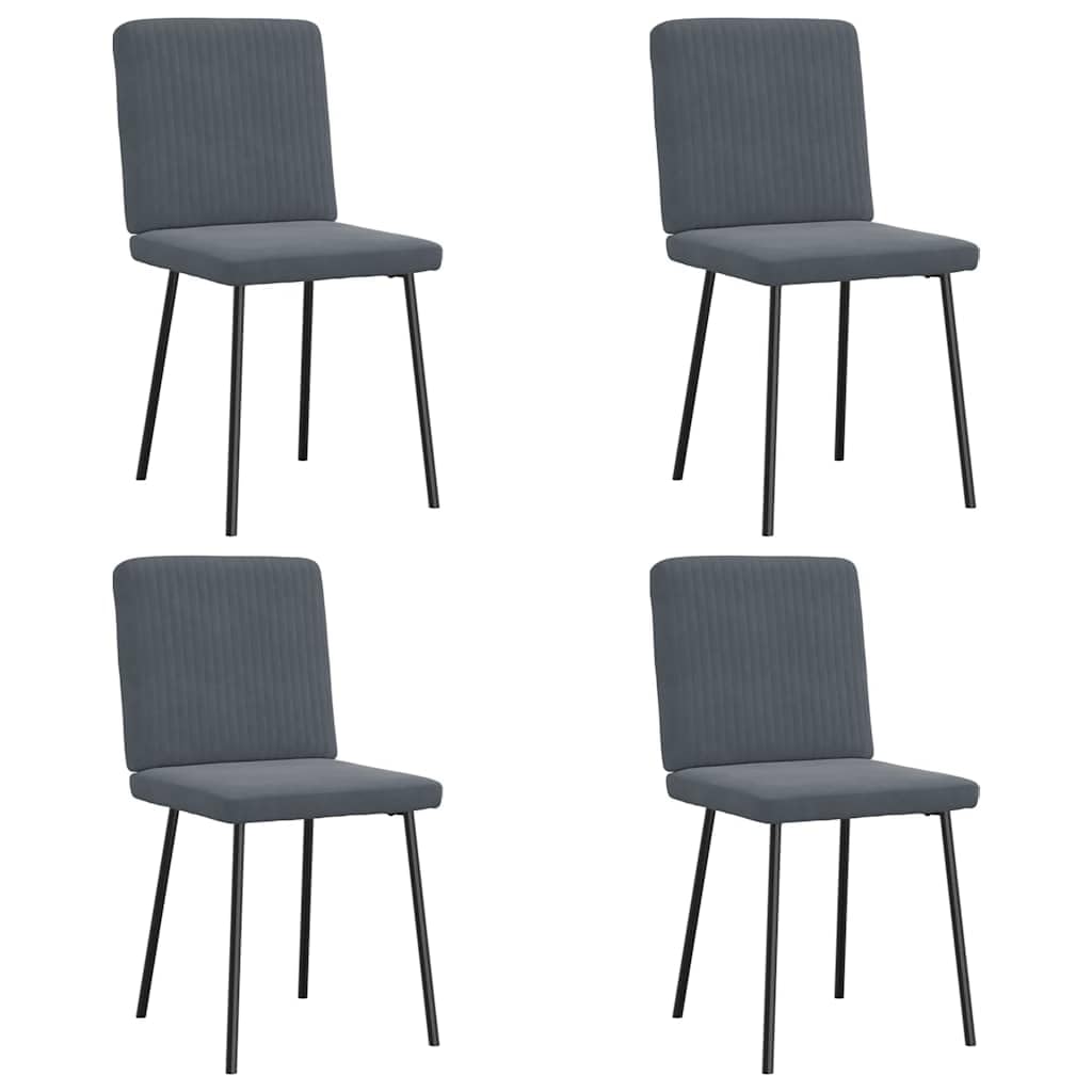 Juego de 4 sillas de comedor de terciopelo gris oscuro con estructura de metal y madera, asiento y respaldo acolchados ergonómicos para comedor, salón, oficina y sala de espera