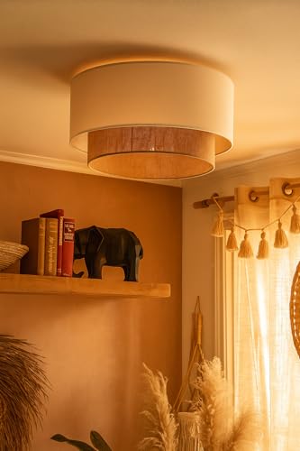 Image of AKWAY Tejas Jute Hanging Lamp | Boho Ceiling Lamp for Bedroom, Living Room | Natural Jute Pendant Light | Perfect for Living Room, Dining Room or Office Lighting 12 Dia x 8 Height