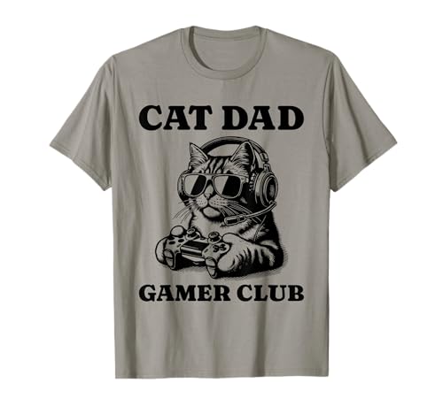 Chat Gamer Papa Club Design amusant pour les joueurs vidéo T-Shirt