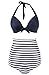 YaYa Bay Womens 50s Sexy Retro Halter Straps Layering Black Polka Red Floral Ruched High Waist Bikini Swimsuit