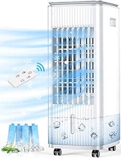 TEMEIKE Evaporative Air Cooler, 3-IN-1 Portable Air Conditioners for 1 Room, Windowless Swamp Cooler w/ 3 Modes & 3 Speeds, Remote, 70° Oscillation, Timer, Evaporative Cooler for Room Office Home