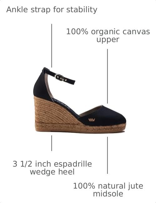 Image of Viscata Estartit Espadrille Canvas Wedges Spain Handmade 3 inch Heel Women's Sandals with Breathable Organic Cotton Canvas and 100% Natural Jute Midsole for all Occasions: Casual, Work, Party