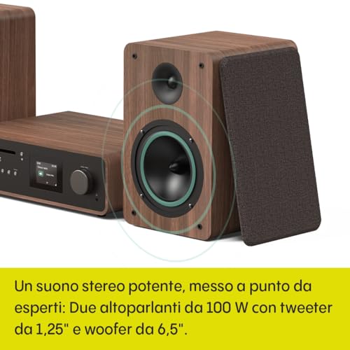 Pure Micro HiFi Classic Stereo Microsistema audio per la casa 50 W Nero, Noce