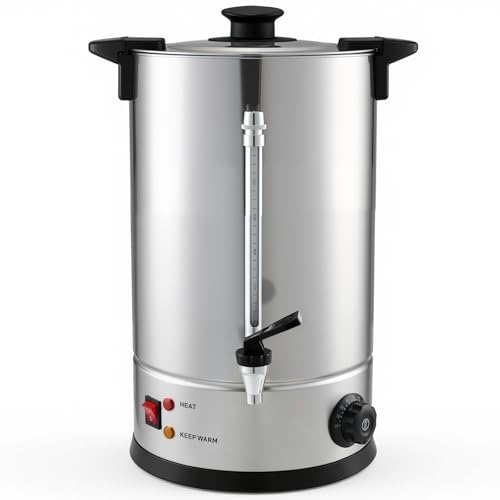 Image of KOMORE 8L Catering Urn, 1800W Hot Water Boiler Dispenser, Tea Urn with Adjustable Temperature Control, Double-Layer Stainless Steel Keep Warm and Water Gauge, Home Commercial Office Catering Parties