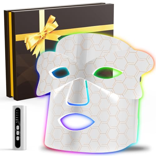 CozyZen Red Light Therapy Face Mask, 7+1 Colors Near-Infrared 850nm, Rechargeable LED Therapy Device for Skin Care (White)