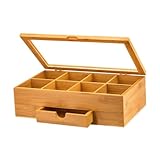 YWJLQH ティー収納ボックス ティーバッグオーガナイザー ギフト 透明アクリルトップウィンドウケース付き ティーバッグホルダー デスクトップ ホームキャビネット用