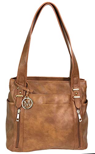 Multi Pockets Double Handles Faux Leather Concealed Carry Purse with Hidden Locking Zipper3