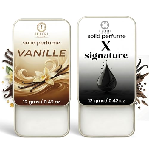 Image of Solid Perfume |x signature&Vanille Alcohol Free Wax Perfume Balm, Long Lasting | Pocket Tin 12g, Pack Of 2| Non Greasy Smooth Glide, Travel Friendly Unisex Gifts He Or Her