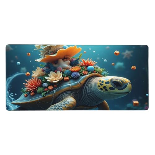 Grand tapis de souris de jeu tortue colorée 90x40cm pour clavier PC