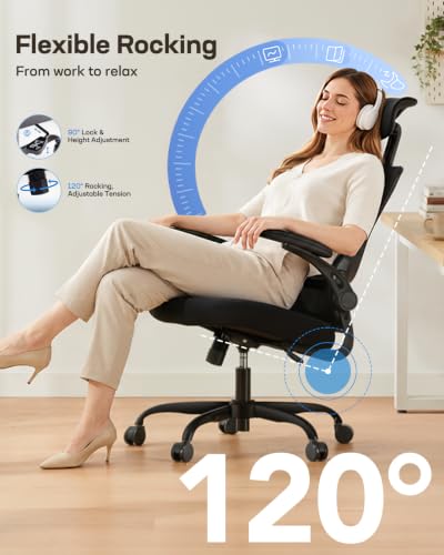 Image of HUANUO Ergonomic Office Chair, High Back Computer Desk Chair with Adjustable Lumbar Support and Headrest, Comfy Gaming Chair with 3D Armrests, Home Office Rolling Chair, Max Load 300 lbs, Pack of 3