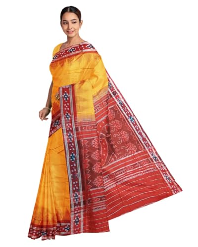 Image of Ikat Women Cotton Saree, Handmade Pure Cotton Khandua Saree, Ikkat Orissa Traditional Handloom Saree Without Blouse 45