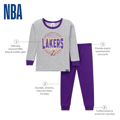 Gerber Unisex Toddler NBA Team Snug Fit Cotton Pajamas, Los Angeles Lakers, 4T - image 6