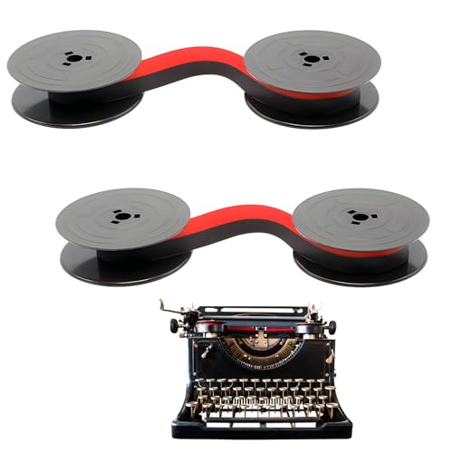 Cinta de máquina de escribir GR-4 compatible con Olivetti, 2 cinta de máquina de escribir de nailon, cinturón bicolor, rojo y negro, alargado de 8 metros, adecuado máquinas de escribir (2pcs)