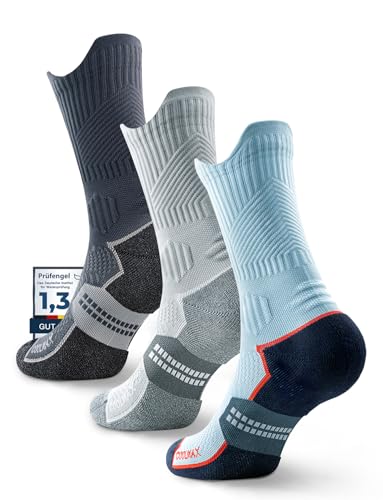 Juclise Bambus-Viskose Coolmax Crew Kompressionssocken zum Laufen (DE/NL/SE/PL Numerisch 38 42 Regular Regular Anthrazit meliert + Stahl meliert + Dynamisches Blau/Royalblau)