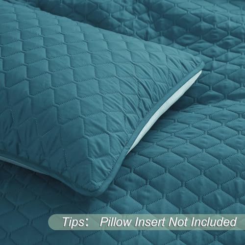 Exclusivo Mezcla Reversible Full Queen Quilt Bedding Set with Pillow Shams, Lightweight Quilts Queen Size, Soft Bedspreads Bed Coverlets for All Seasons - (Dusty Teal, 90"x96")